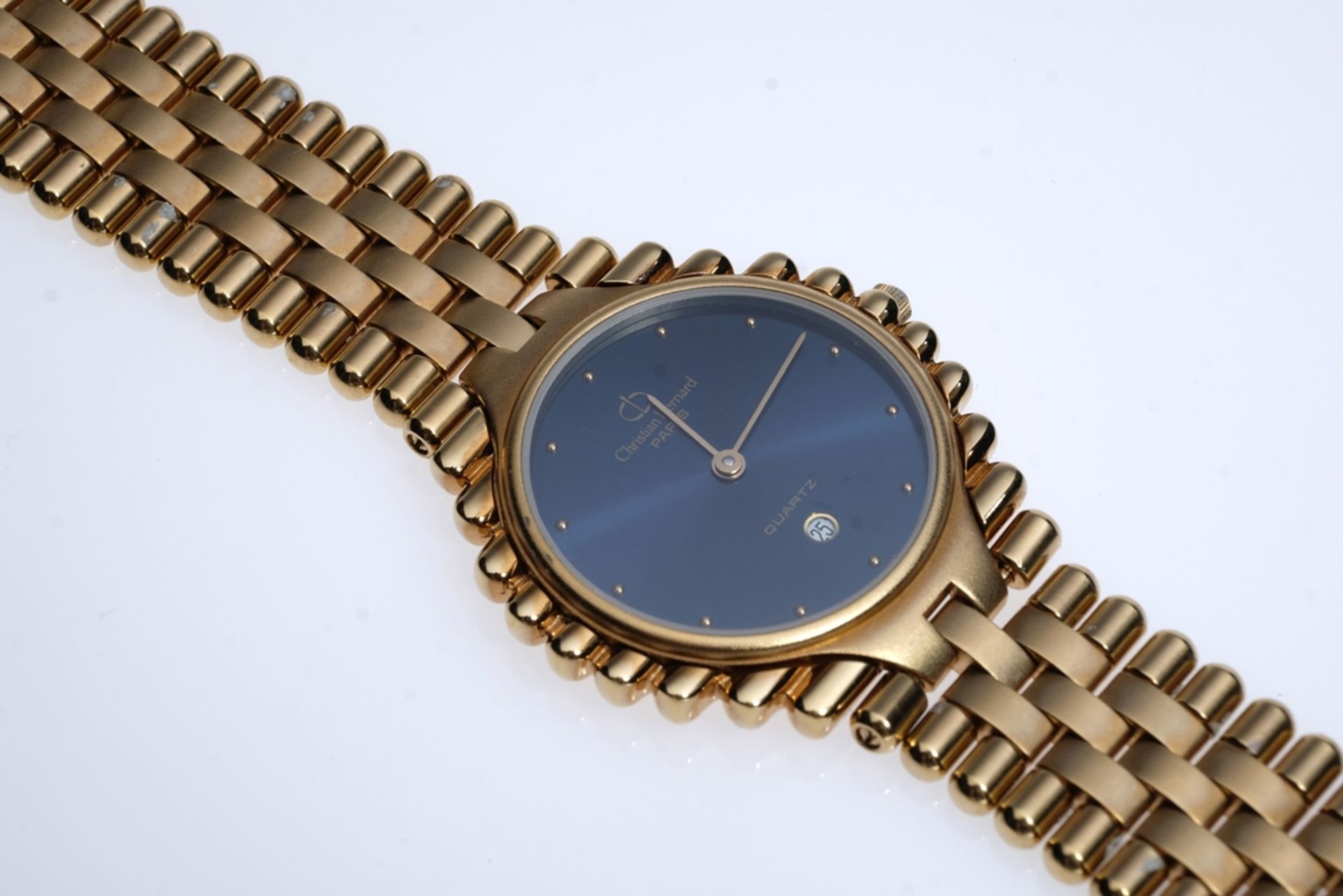 Wristwatch Christian Bernard, Paris, dark blue dial, gold-coloured indices, date / 6, gold hands, d - Image 2 of 3