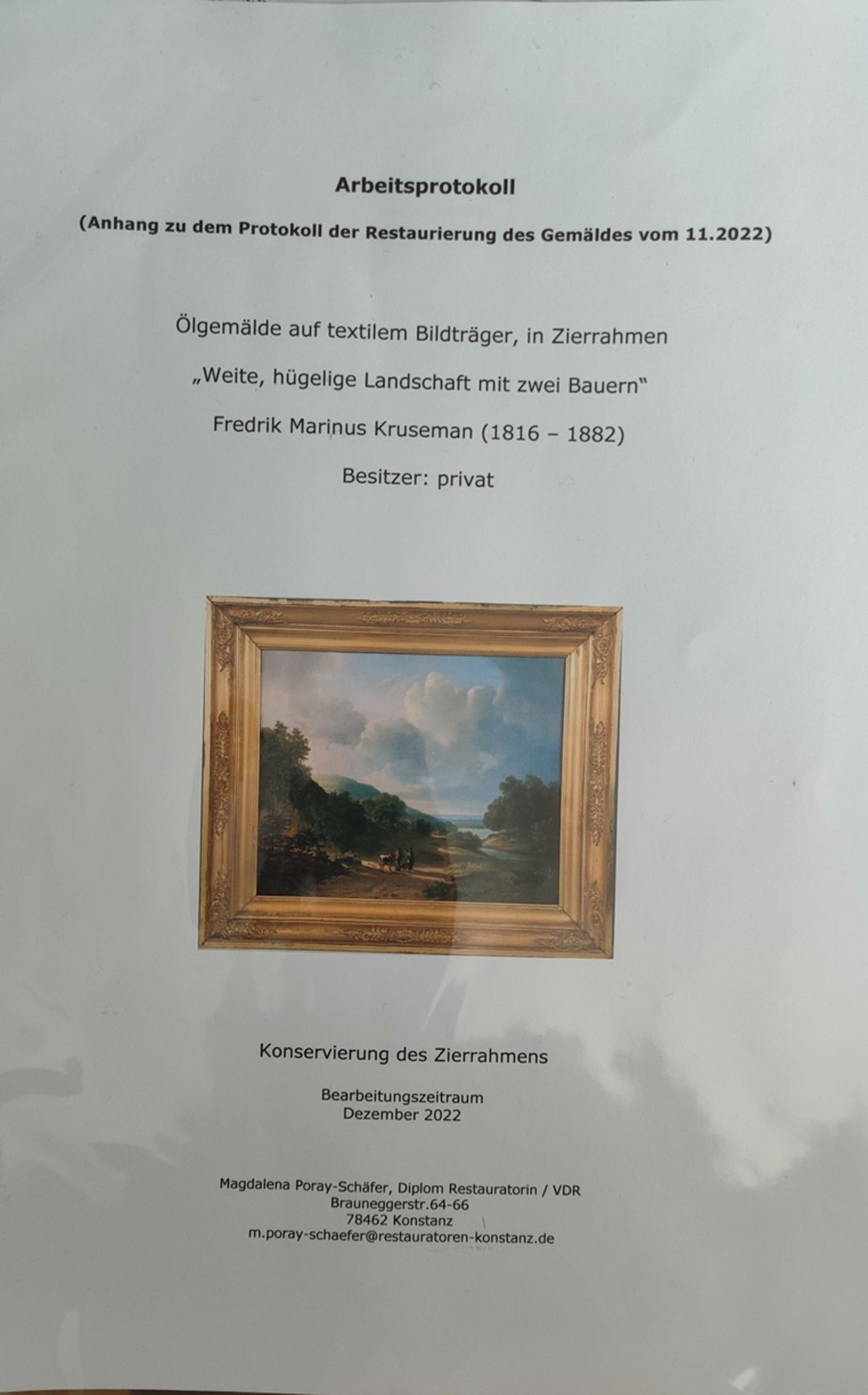 Kruseman, Frederik Marianus (1816-1882), Landschaft mit zwei Bauern, Öl auf Leinwand. signiert.  - Bild 8 aus 13