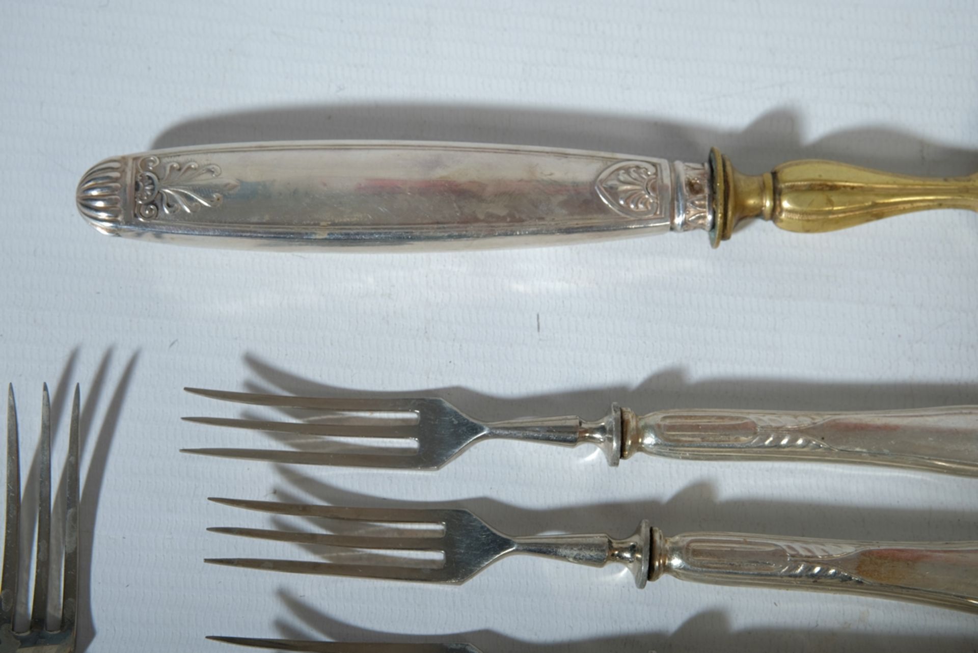 Cutlery set/cake servers for 12 people. Wooden handles made from 800 silver.  - Image 3 of 3