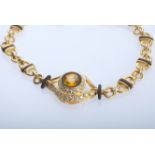 Bracelet set in the centre with an old-cut yellow sapphire, very good brilliance, around 1.5 ct, in