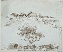 Munch, Edvard (1863-1944), Landschaften, um 1890, Federzeichnung/Lasur auf geschöpften Papier. 