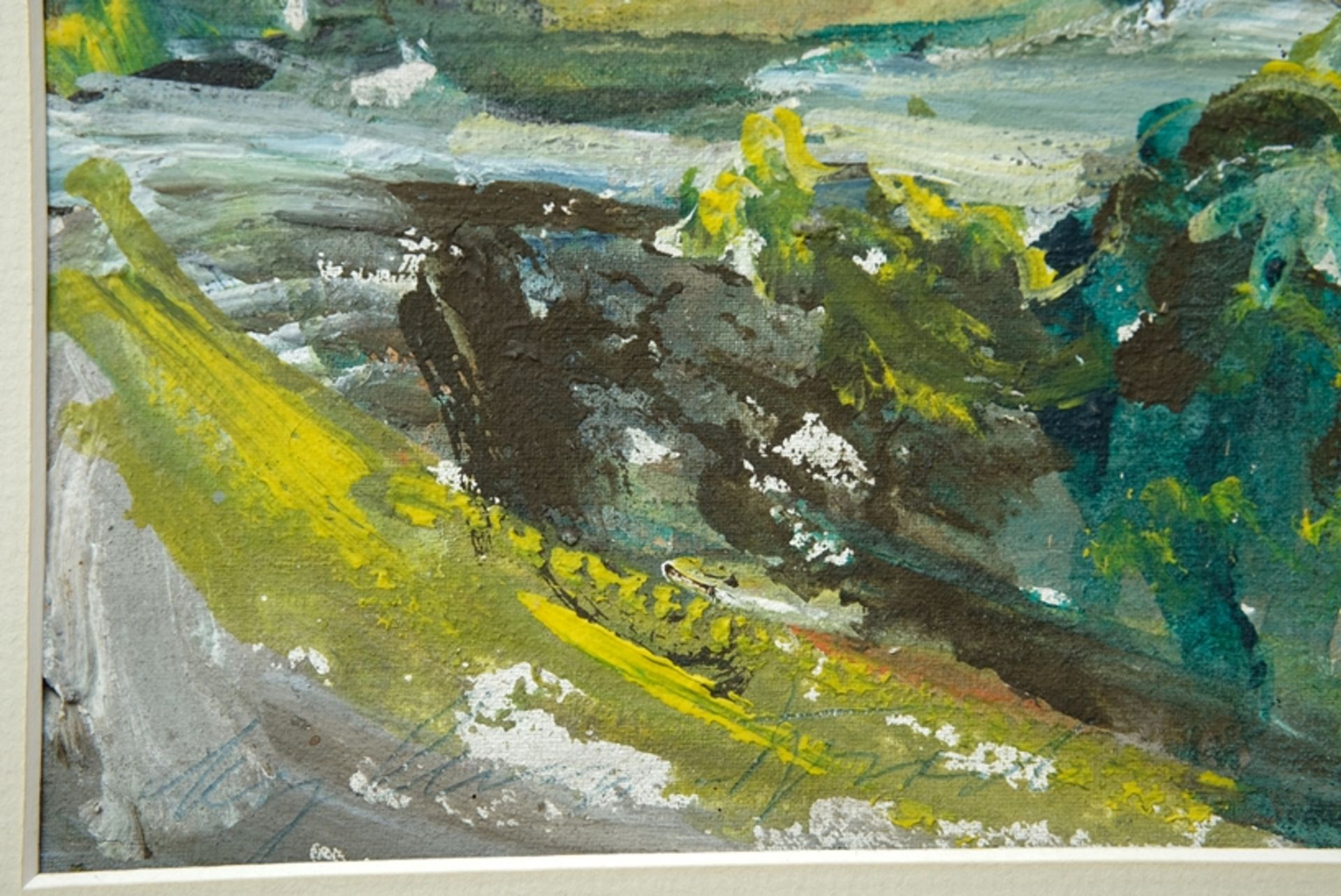 Lange-Brock, August (1891-1978), zugeschrieben Bergdorf mit See, helles Landschaftsbild mit frische - Bild 3 aus 4