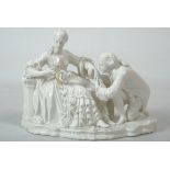 Porcelain figurine group Couple, Nymphenburg, couple in rococo style, 20th century, restored