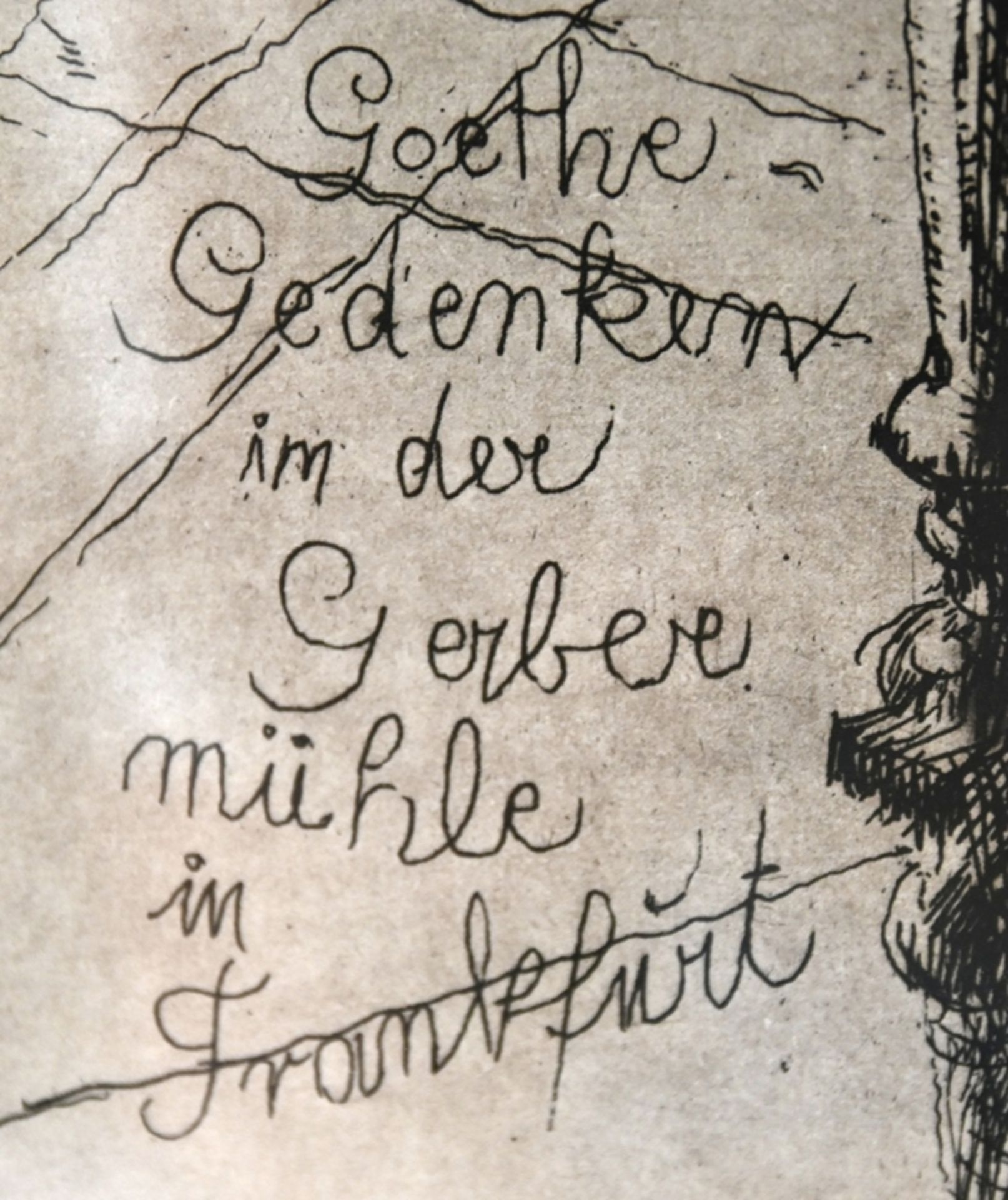 Müller-Linow, Bruno (1909-1997) "Goethe-Gedenken in der Gerbermühle in Frankfurt", 1982, Radierung. - Bild 4 aus 5