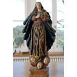 Renaissance-Madonna, Statue aus Lindenholz, wohl 16. Jahrhundert.