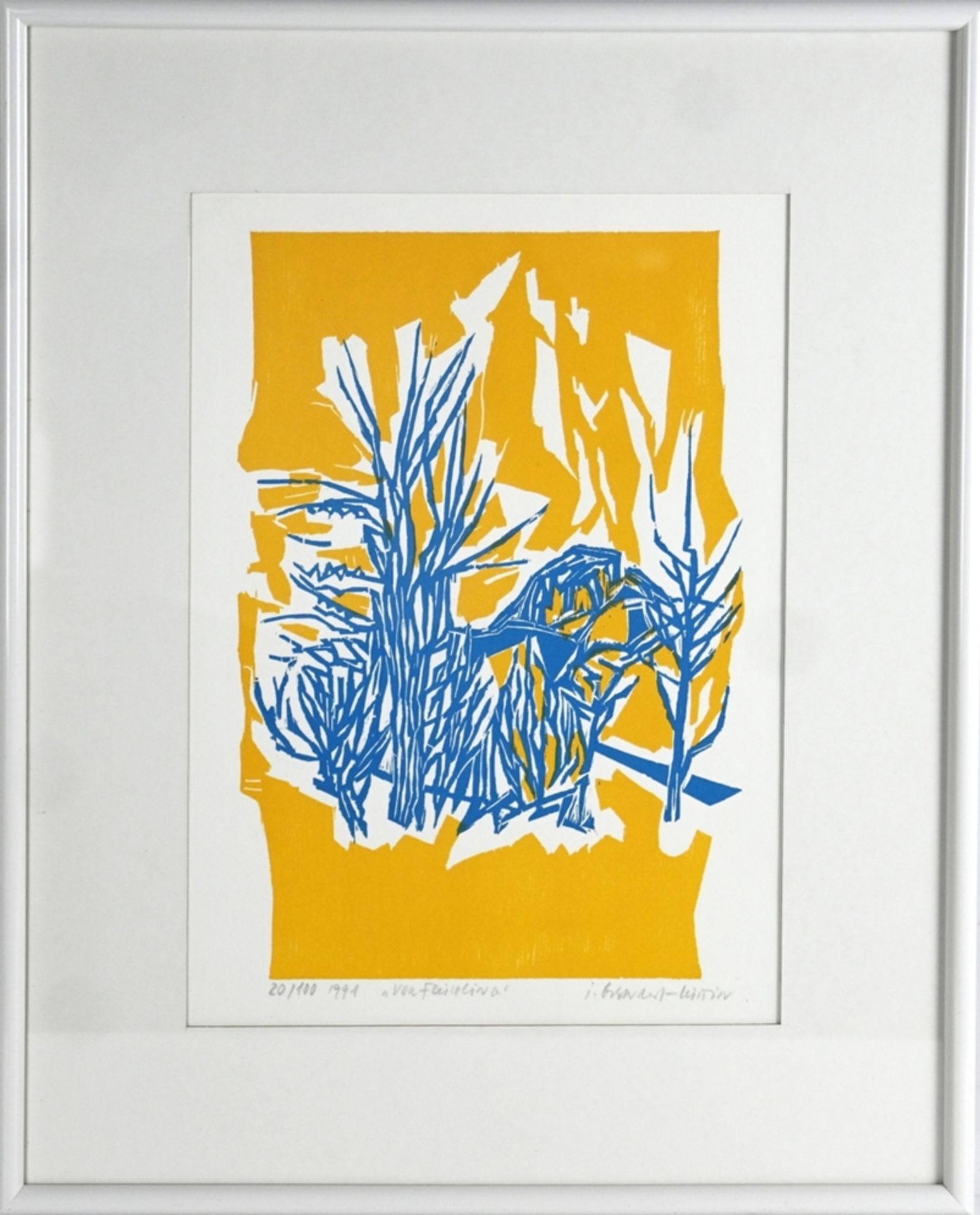 Osswald-Lüttin, Ingeborg (1921-2013) "VorFrühling", 1991, linocut. - Image 2 of 5