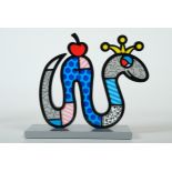 Britto, Romero (geboren 1963) "Tiny Temptation - Silver Edition", Skulptur einer Schlange, bunt mit