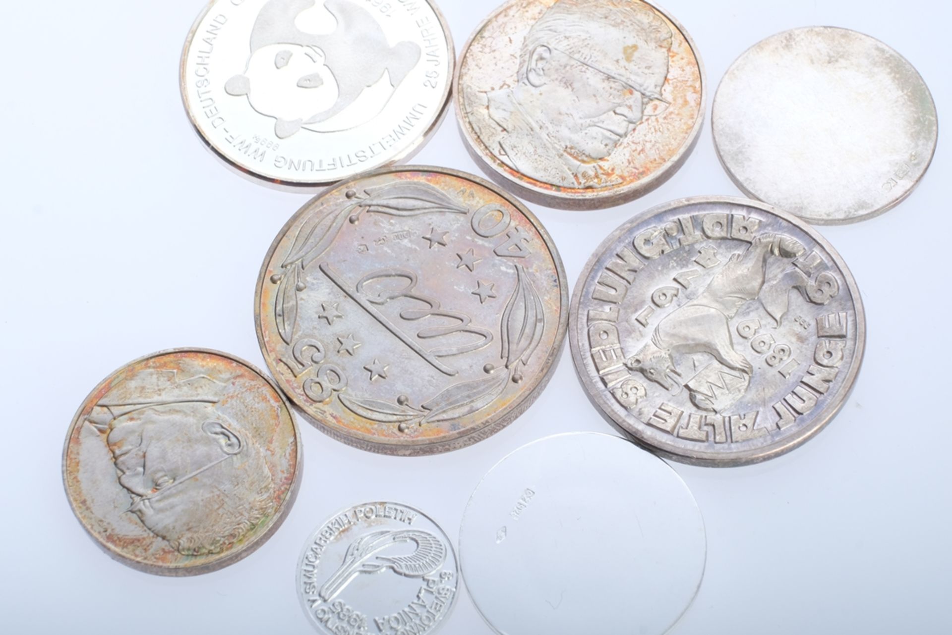 Silbermünzen-Konvolut, acht Münzen, 80g: - Bild 2 aus 2
