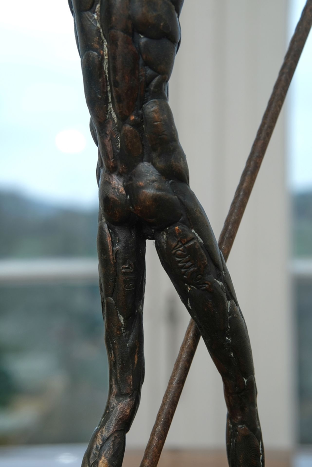 Martin, Roland (born 1927) Standing male nude with pole, on thin plinth. - Image 6 of 6