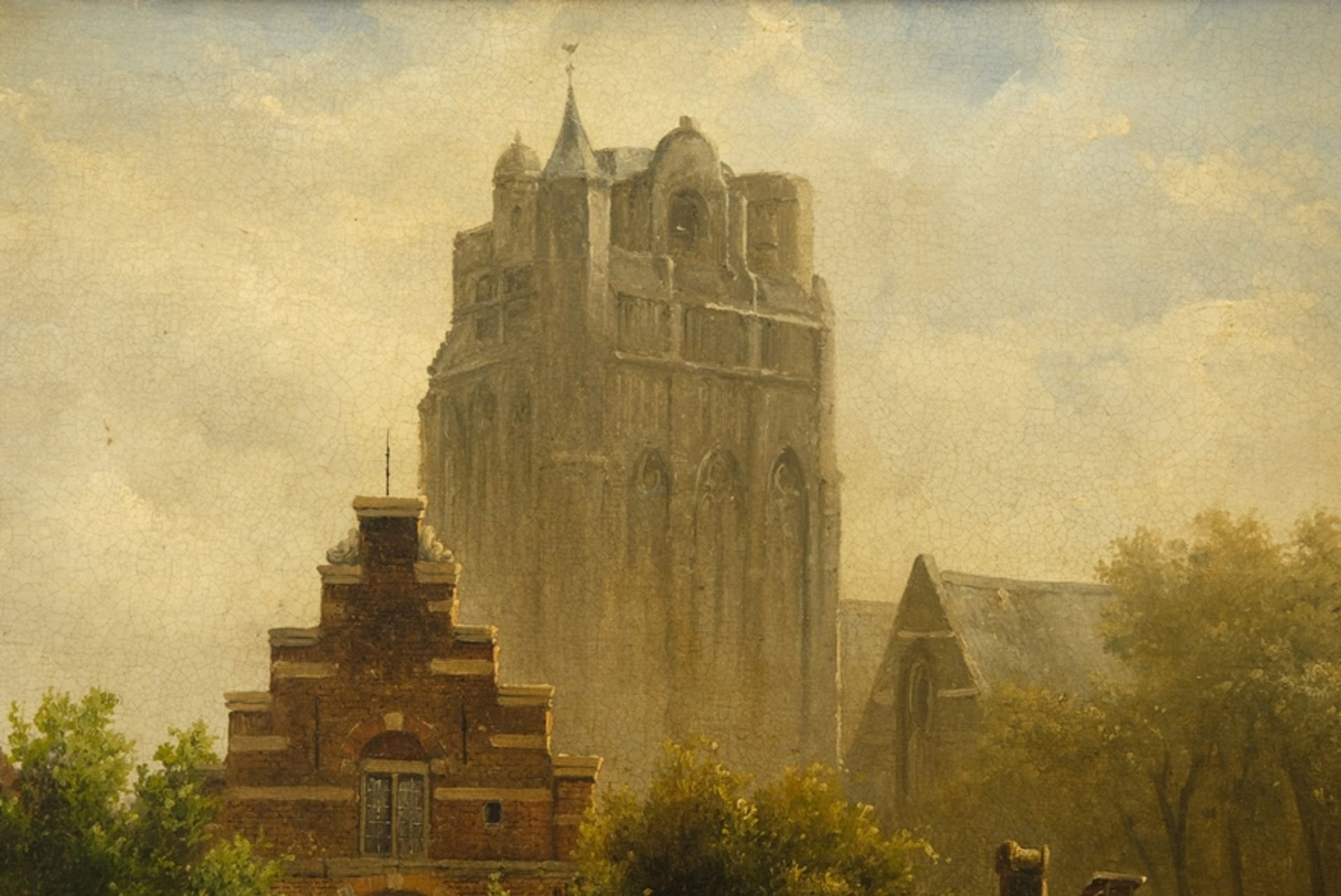 Behr, Carel Jacobus (1812-1895) Stadtansicht Utrecht, Öl auf Leinwand. - Bild 4 aus 9