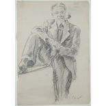 Slevogt, Max (1868-1932) Man in a suit, pencil drawing. 