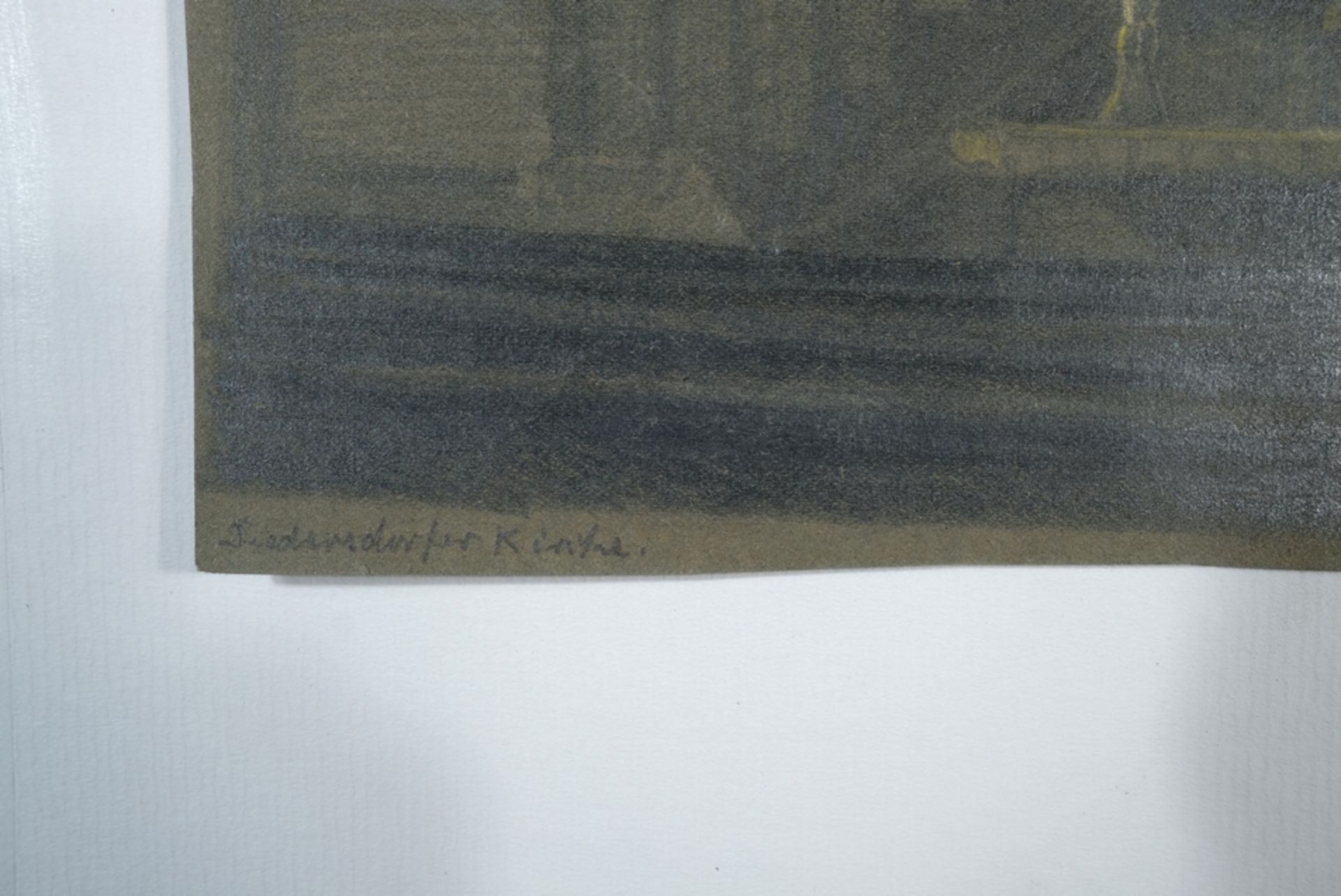 Schön, Werner (1893-1970) "Diedersdorfer Kirche", pencil drawing on dark paper.  - Image 4 of 4