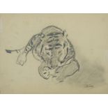 Friese, Richard Bernhard Louis (1854-1918) Eating Tiger, pencil on paper. 