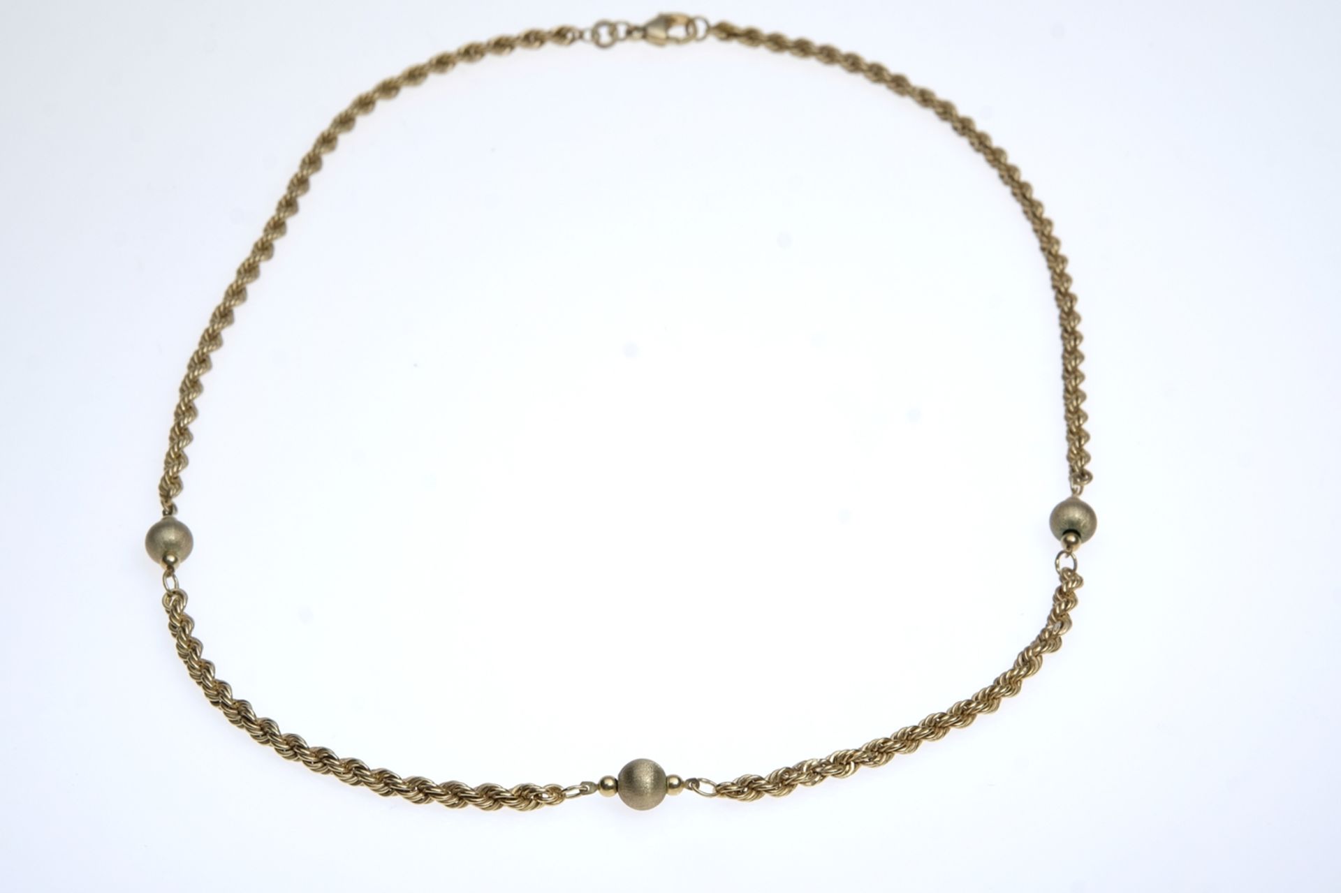 Kordelkette, mit drei kleinen Kugeln, Gelbgold 333, Länge 44 cm, 7,1g