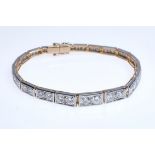 Bracelet, curved shape, 20 rectangular links, set with a total of 40 brilliant-cut diamonds (one br