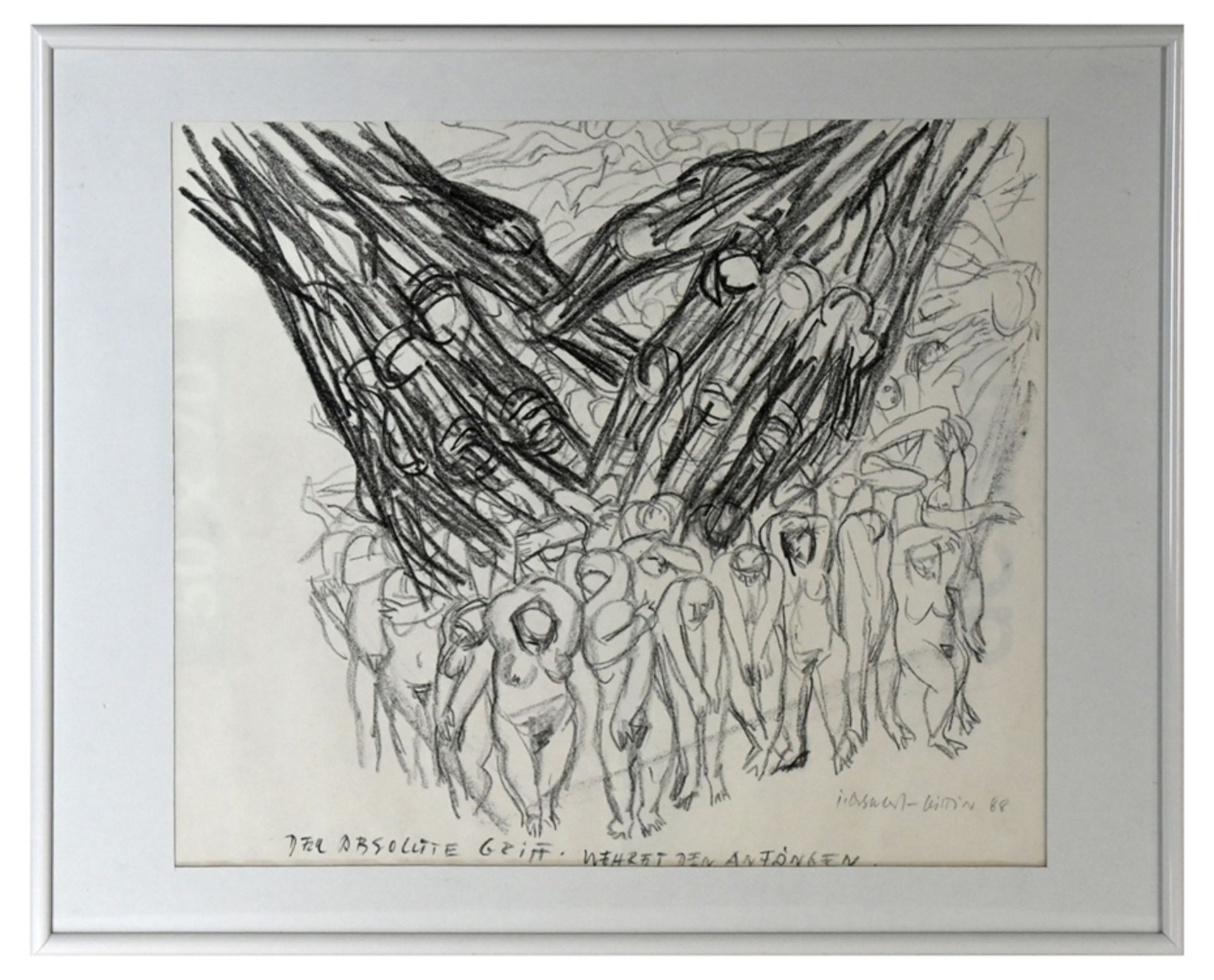 Osswald-Lüttin, Ingeborg (1921-2013) "Der absolute Griff - Wehret den Anfängen", 1988, Bleistift/Ko - Bild 2 aus 4