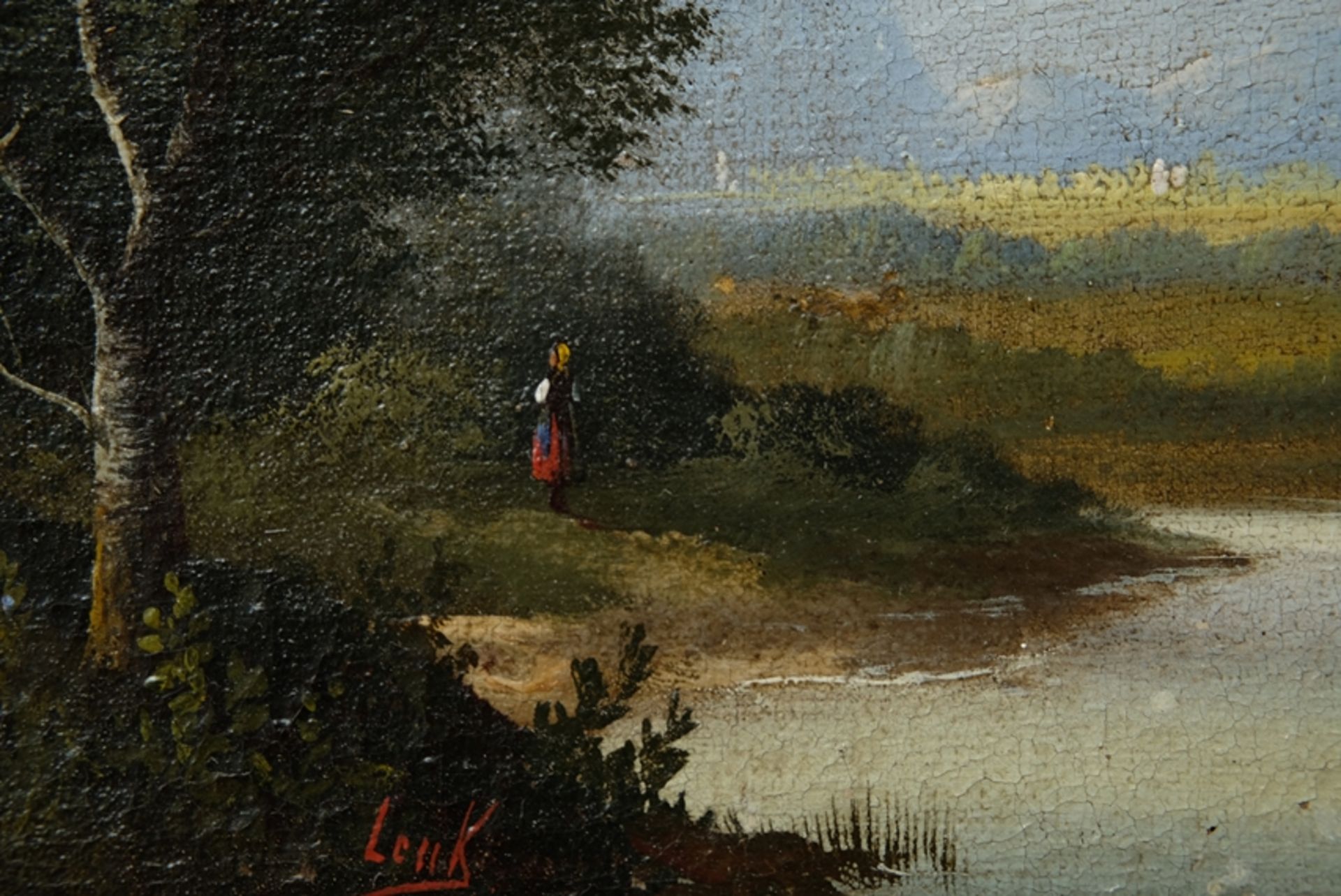 Lenk (19. Jahrhundert) Flusslandschaft, Jahrhundertwende, Öl auf Leinwand. - Bild 3 aus 4