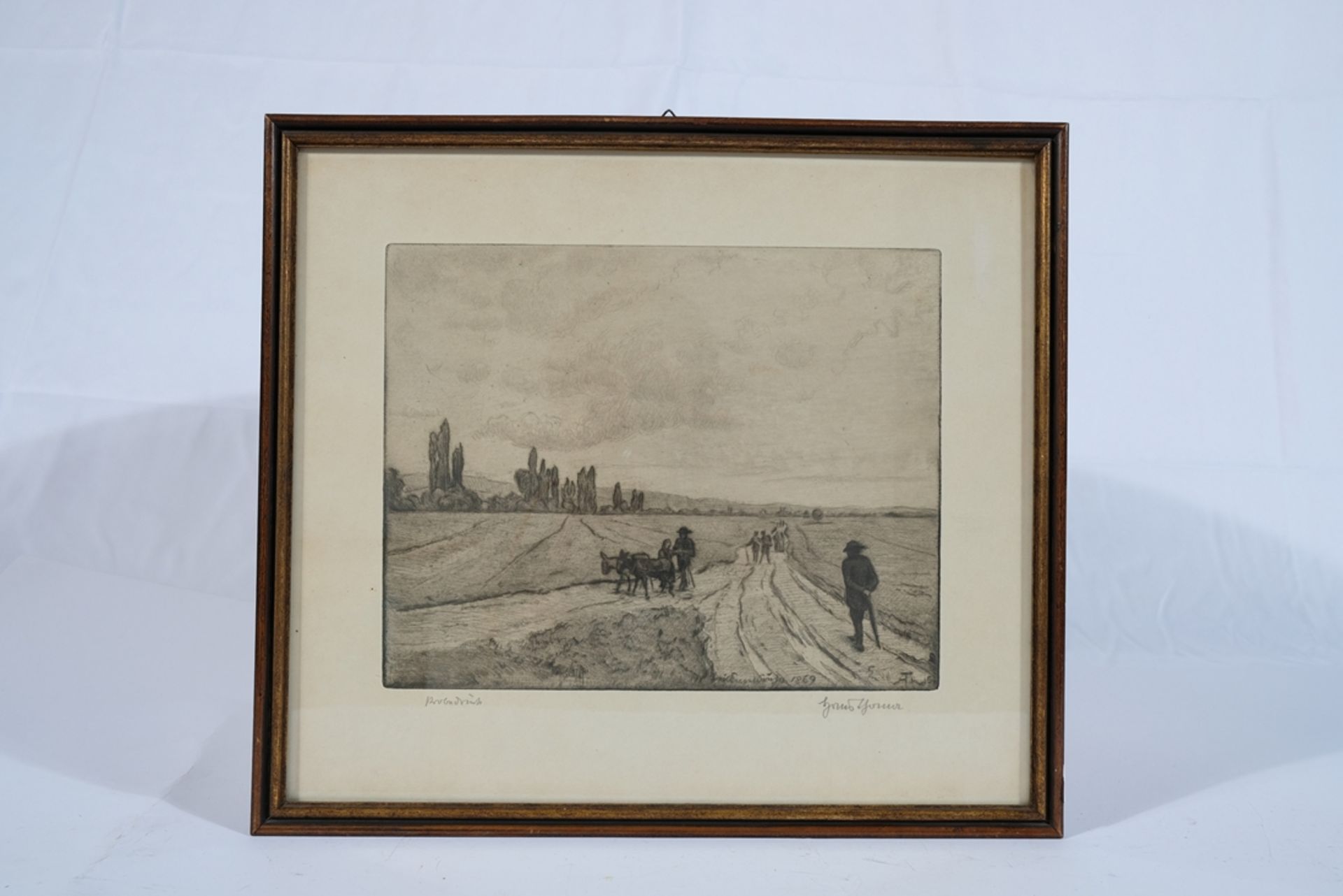 Thoma, Hans (1839-1924) "Alemannischer Bauer" and "Karlsruher Landschaft II", lithograph and etchin - Image 4 of 6