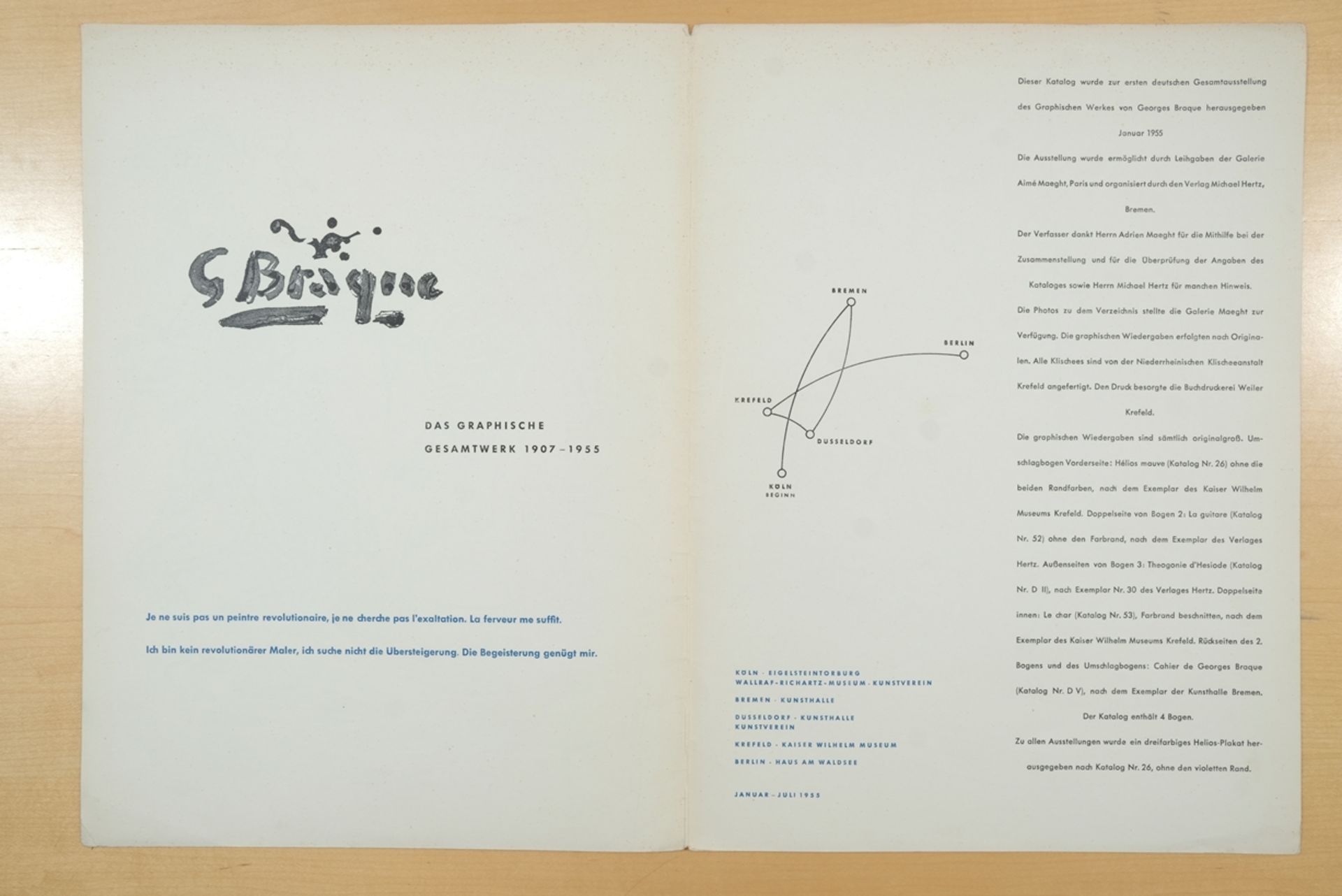 Braque, Georges (1882-1963) Farblithographie aus Ausstellungskatalog, 1955.  - Bild 2 aus 3