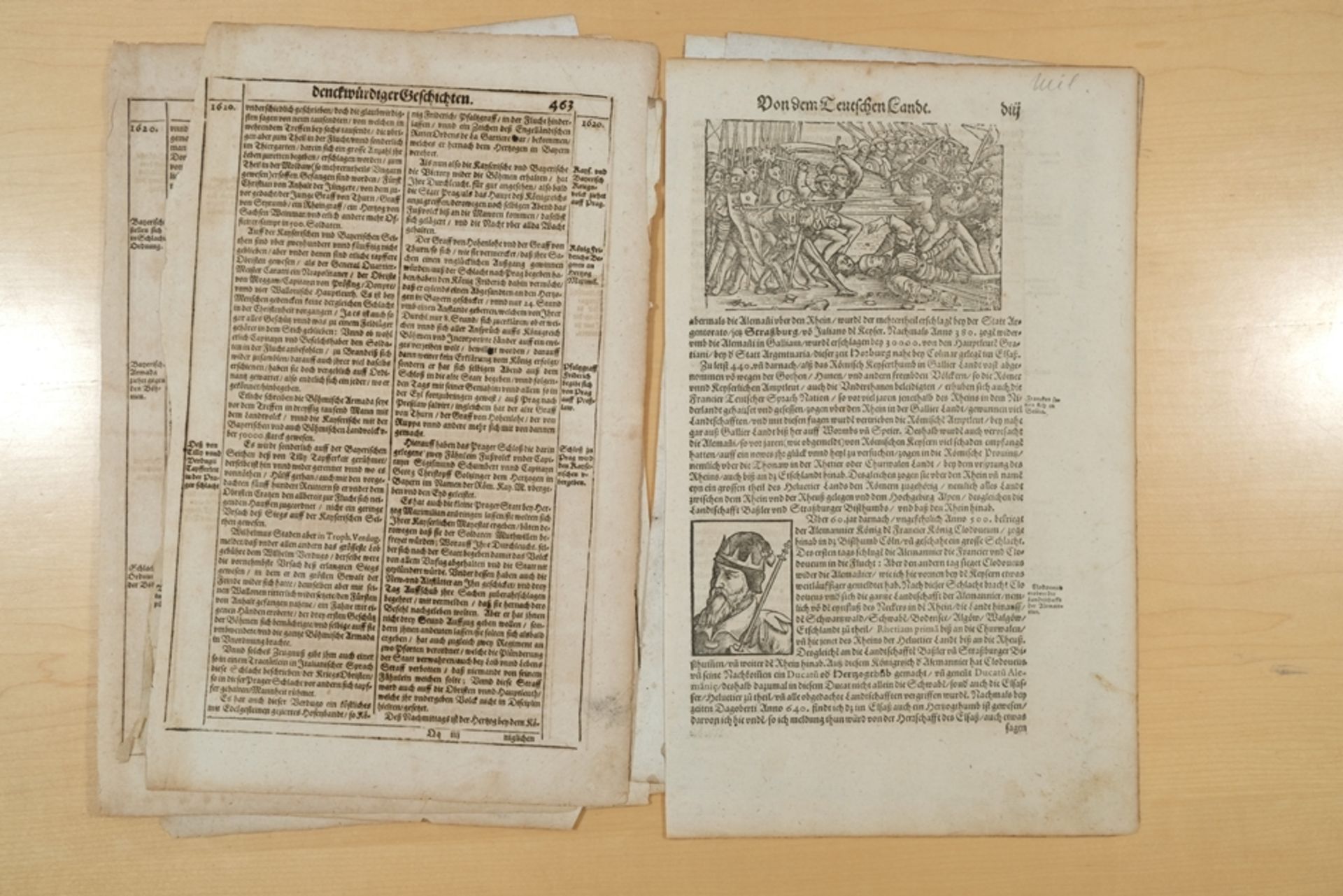 Münster, Sebastian (1488 - 1552), 16 original sheets from various works. Pages from the third book  - Image 8 of 13