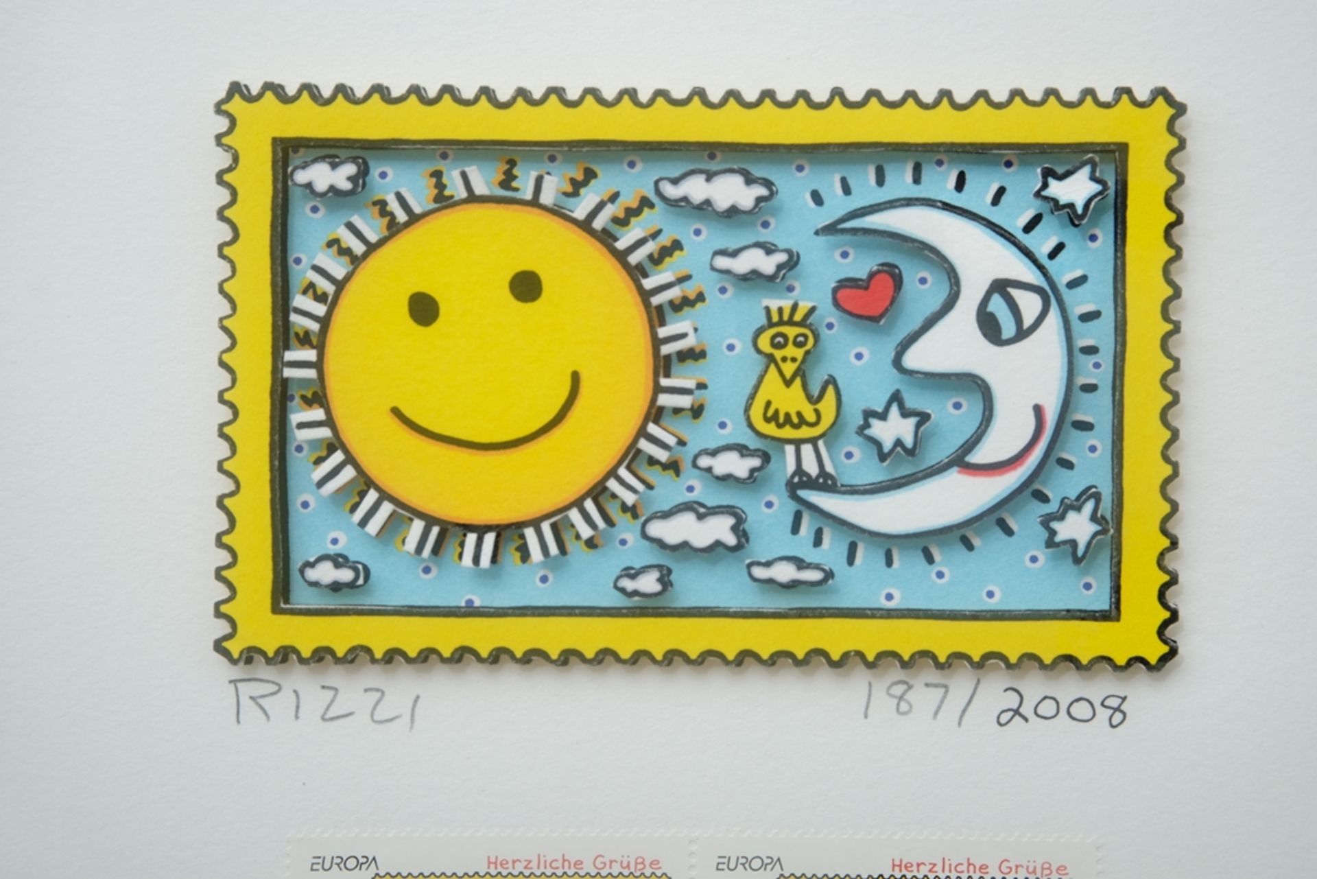Rizzi, James (1950-2011) "Herzliche Grüße - Sonne und Mond", Briefmarken Sonderedition 2008. 3D-Gra - Bild 2 aus 5