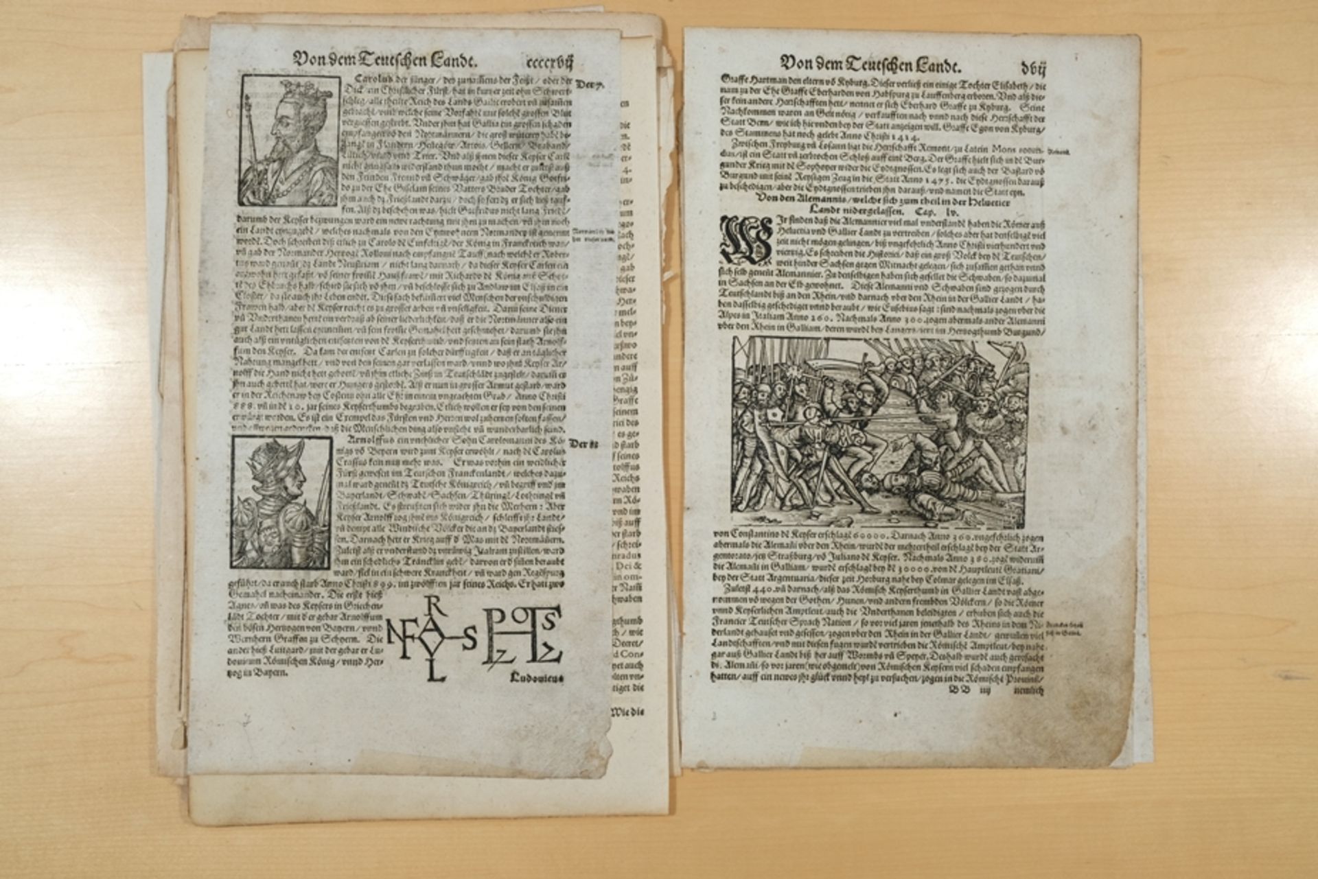 Münster, Sebastian (1488 - 1552), 16 original sheets from various works. Pages from the third book  - Image 10 of 13