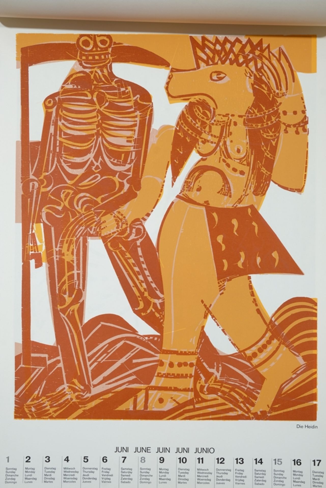 Grieshaber, HAP (1909-1981) "Totentanz von Basel" Calendar, 1975, with colour woodblock prints. - Image 7 of 14