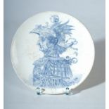 Weimar plate with blue portrait, painting monogrammed "I.M."; Herrmann Heyne Weimar; marked "1590" 