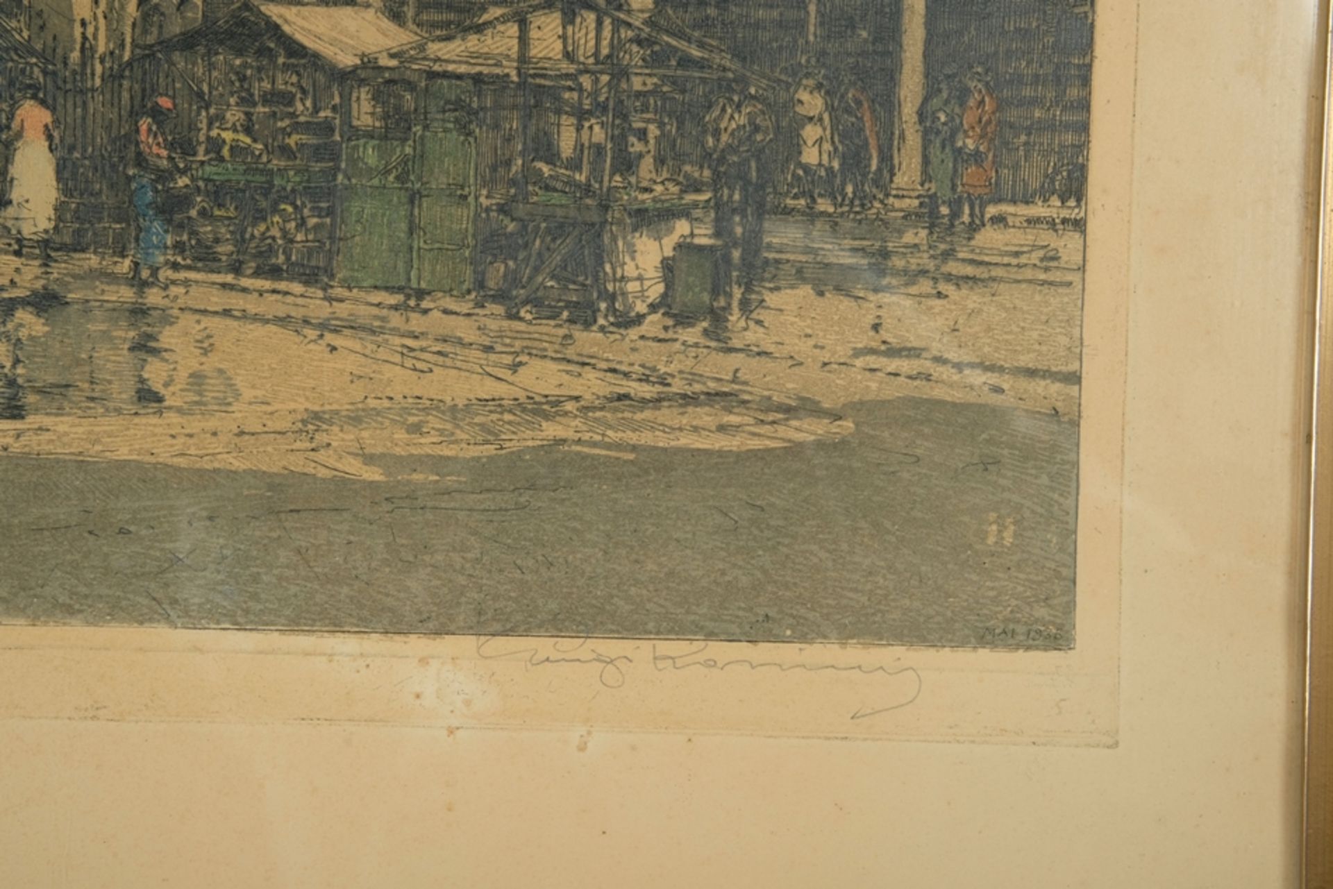 Kasimir, Luigi (1881-1962) Bremer Markt am Rathaus, 1936, colour etching.  - Image 3 of 3