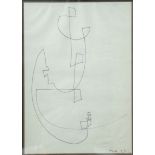 Ackermann, Max (1887-1975) Untitled, abstract drawing in biros on paper.