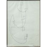 Ackermann, Max (1887-1975) Ohne Titel, abstrakte Zeichnung mit Kugelschreiber auf Papier.
