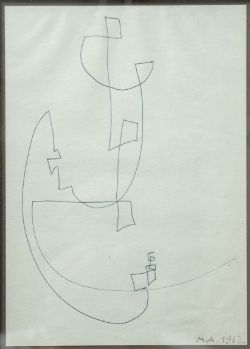 Ackermann, Max (1887-1975) Ohne Titel, abstrakte Zeichnung mit Kugelschreiber auf Papier.