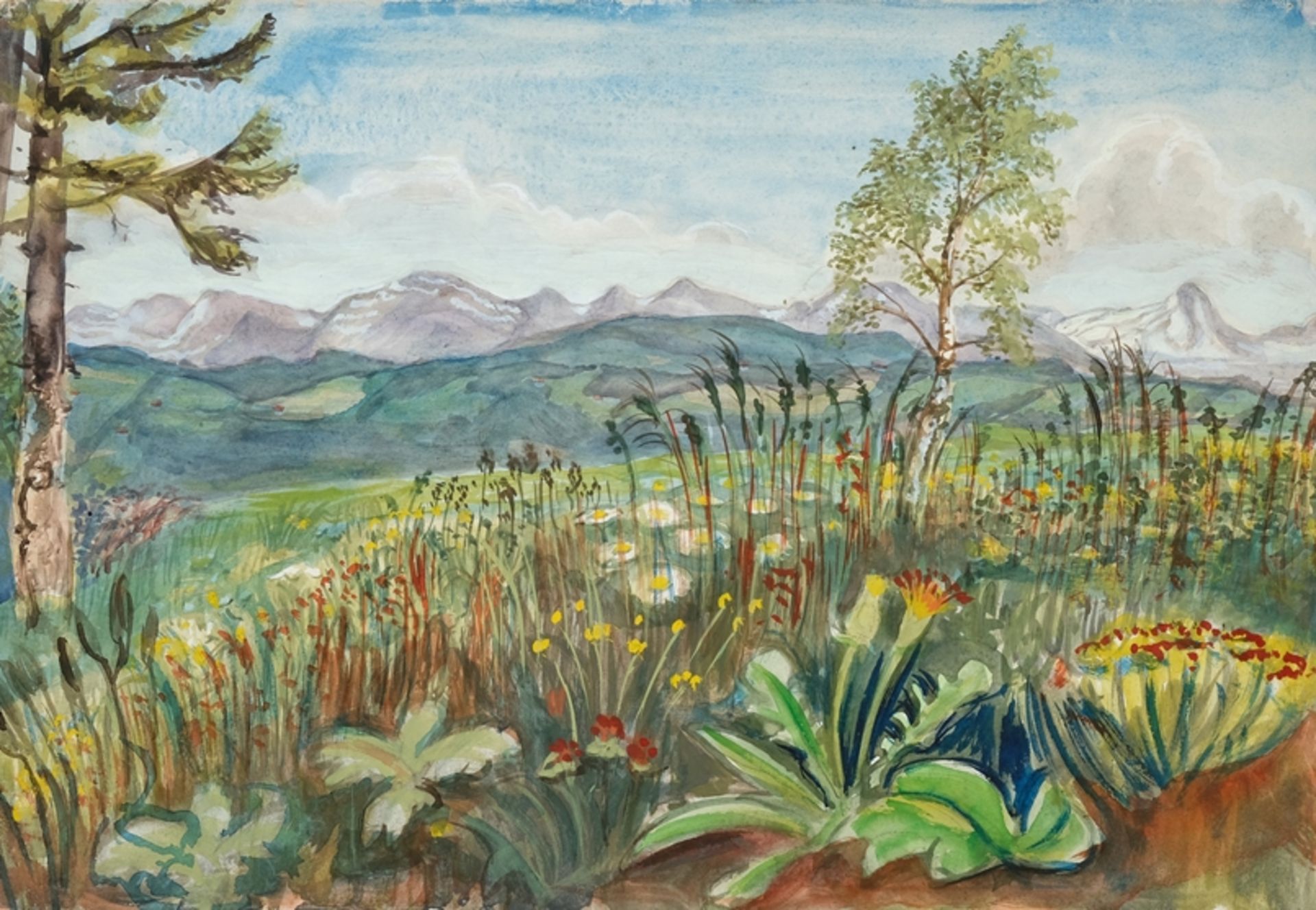 Einhart, Karl (1884-1976) zugeschrieben, Blumenwiese mit Löwenzahn, Sumpfdotterblume und Gänseblümc