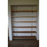 Design bookcase for wall mounting (string system). Consisting of 6 boards made of ash wood, 1.50 x 