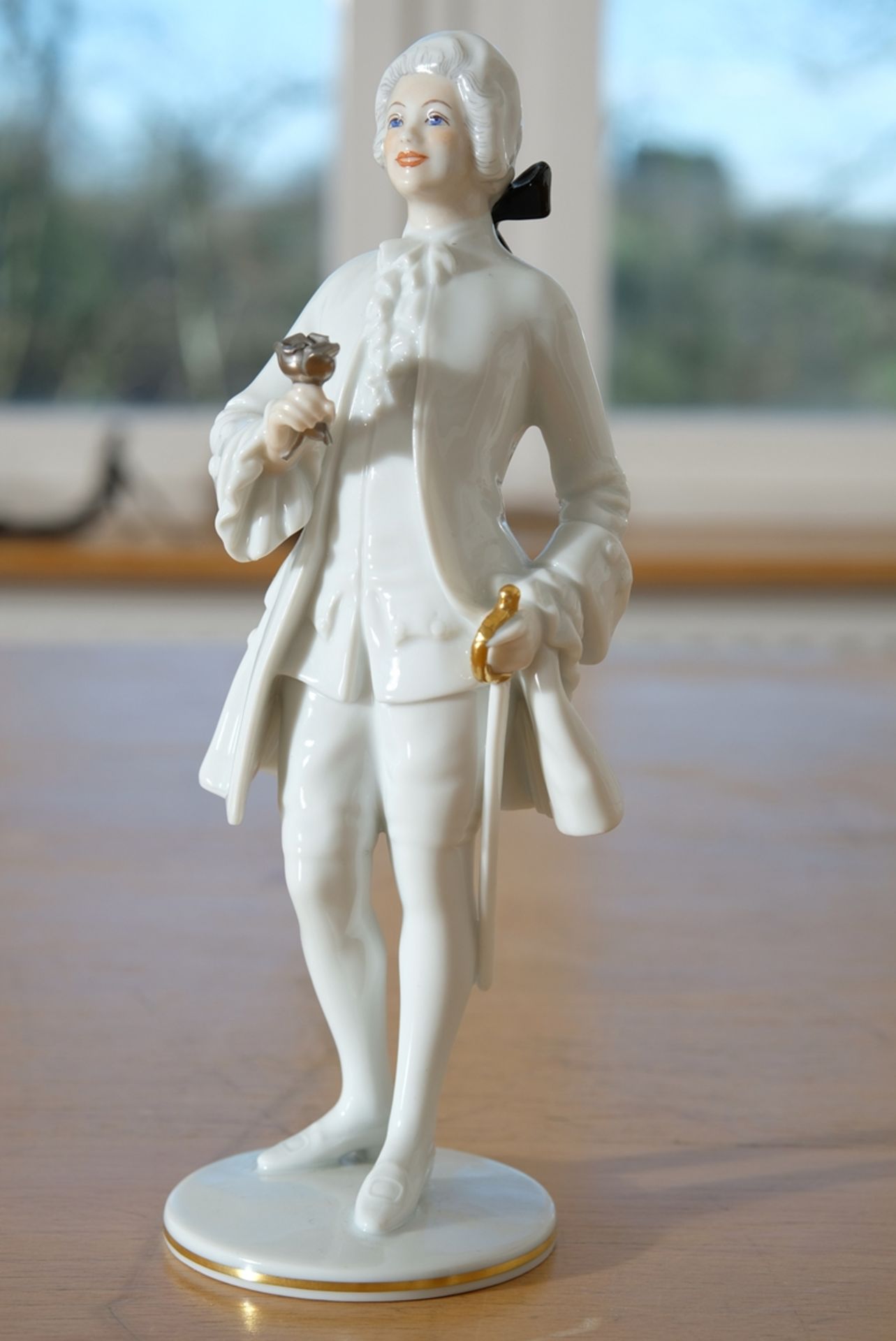 Porzellanfigur Rosenkavalier, Augarten Wien, 22 cm hoch