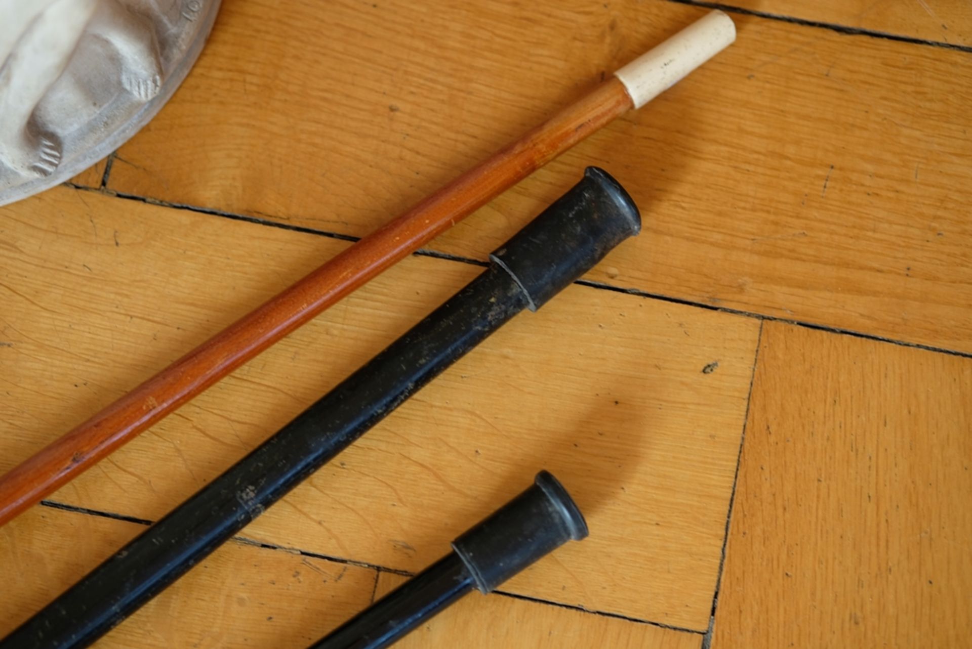 Three walking sticks, old, different materials: - Image 4 of 4