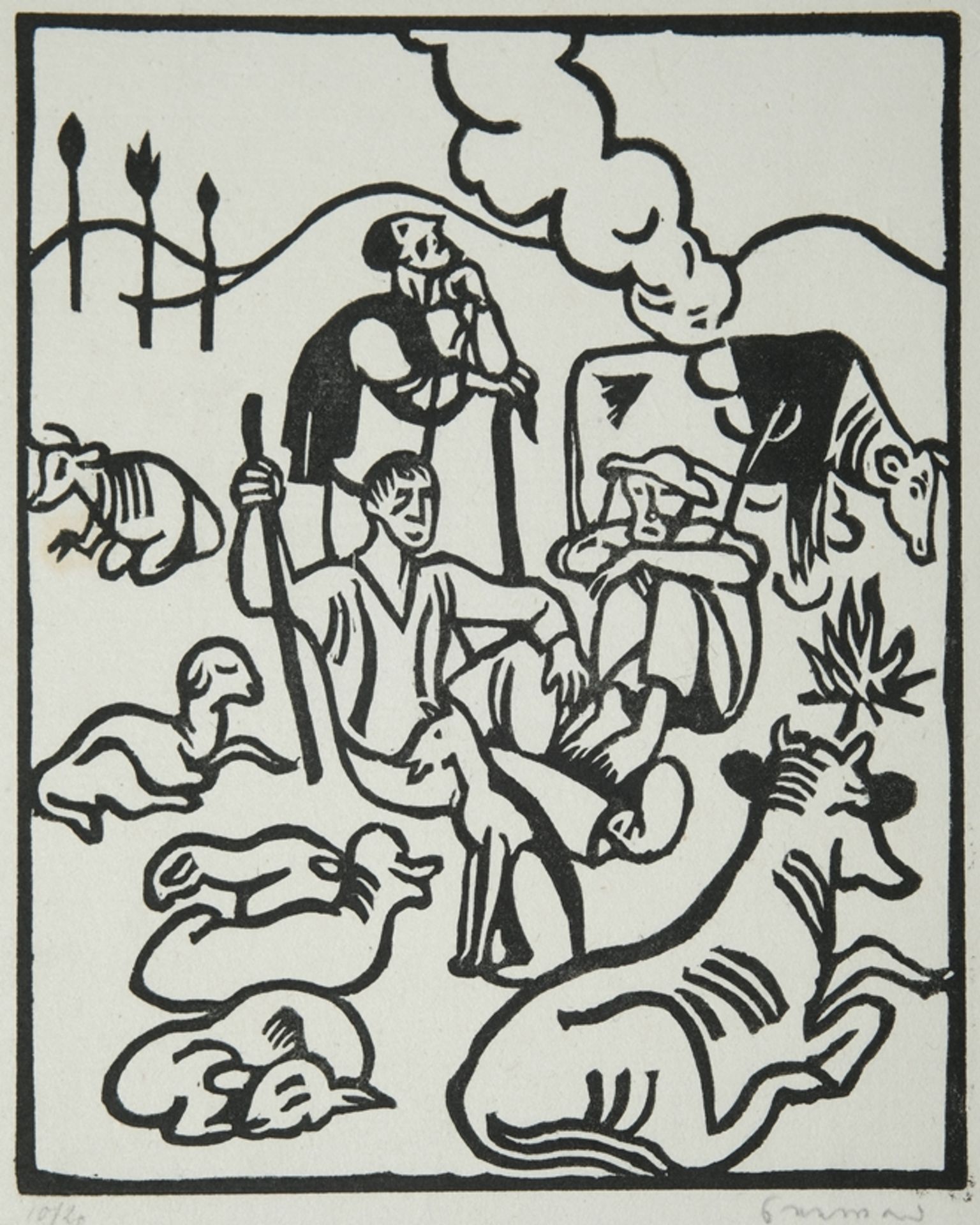 Seewald, Richard (1898-1976), Six woodcuts to the pastoral poems of Virgil, 1923. - Image 3 of 6