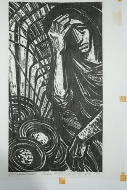 Hiszpanska-Neumann, Maria (1917-1980) "Nasza ziemia" (Unser Land), 1957, Holzschnitt auf Seidenpapi