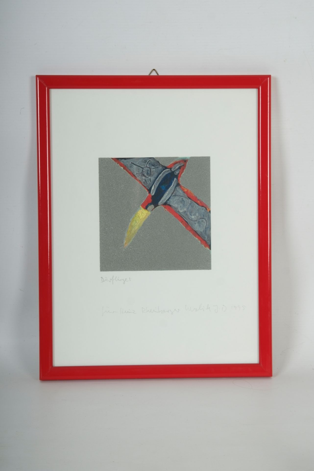 Dörflinger, Johannes (geb. Konstanz 1941) "Flugzeug/Rakete", Farblithographie, Part aus Triptychon, - Bild 2 aus 3