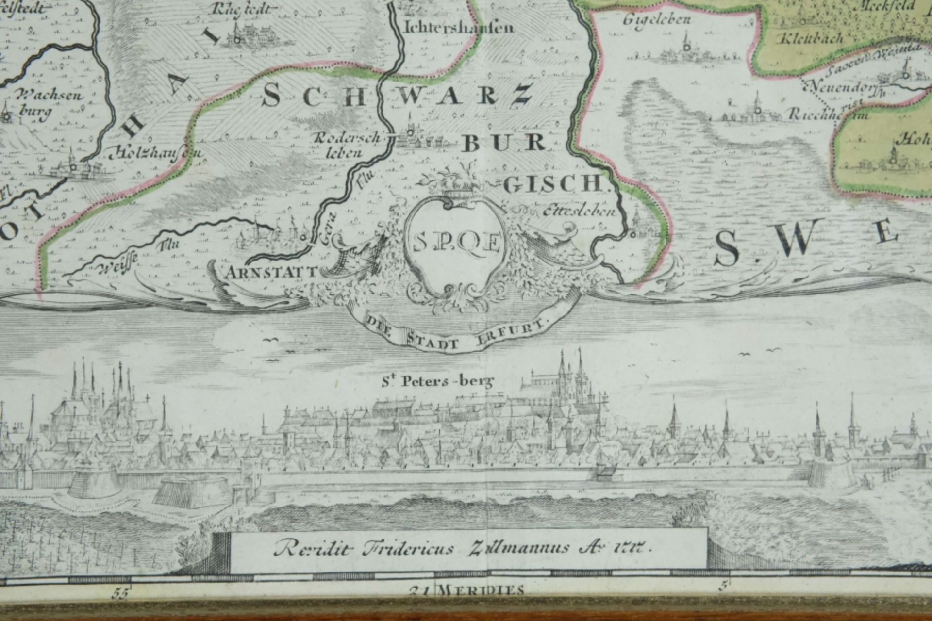 Homann map "Nova Territori Erfordien", antique map of Erfurt.  - Image 3 of 3
