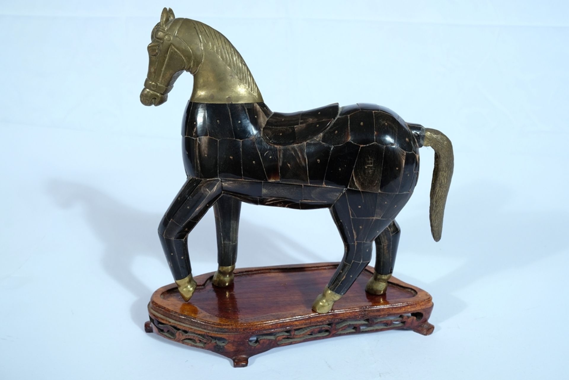 Unknown (20th century) Horse made of wood, horn and brass.  - Image 2 of 2