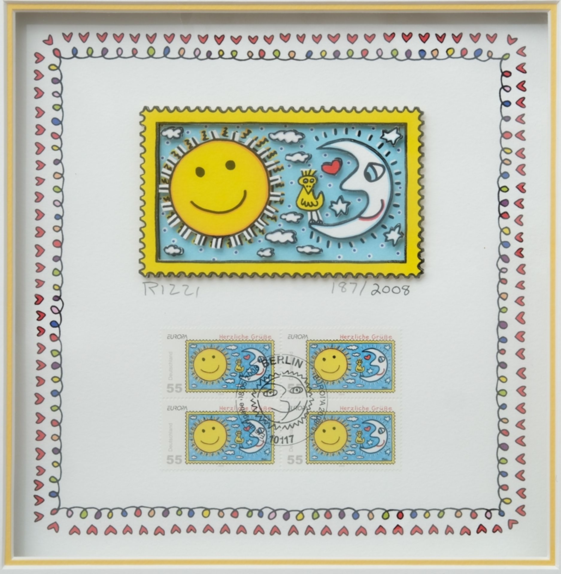 Rizzi, James (1950-2011) "Warm greetings - sun and moon", special edition stamps 2008. 3D graphic, 