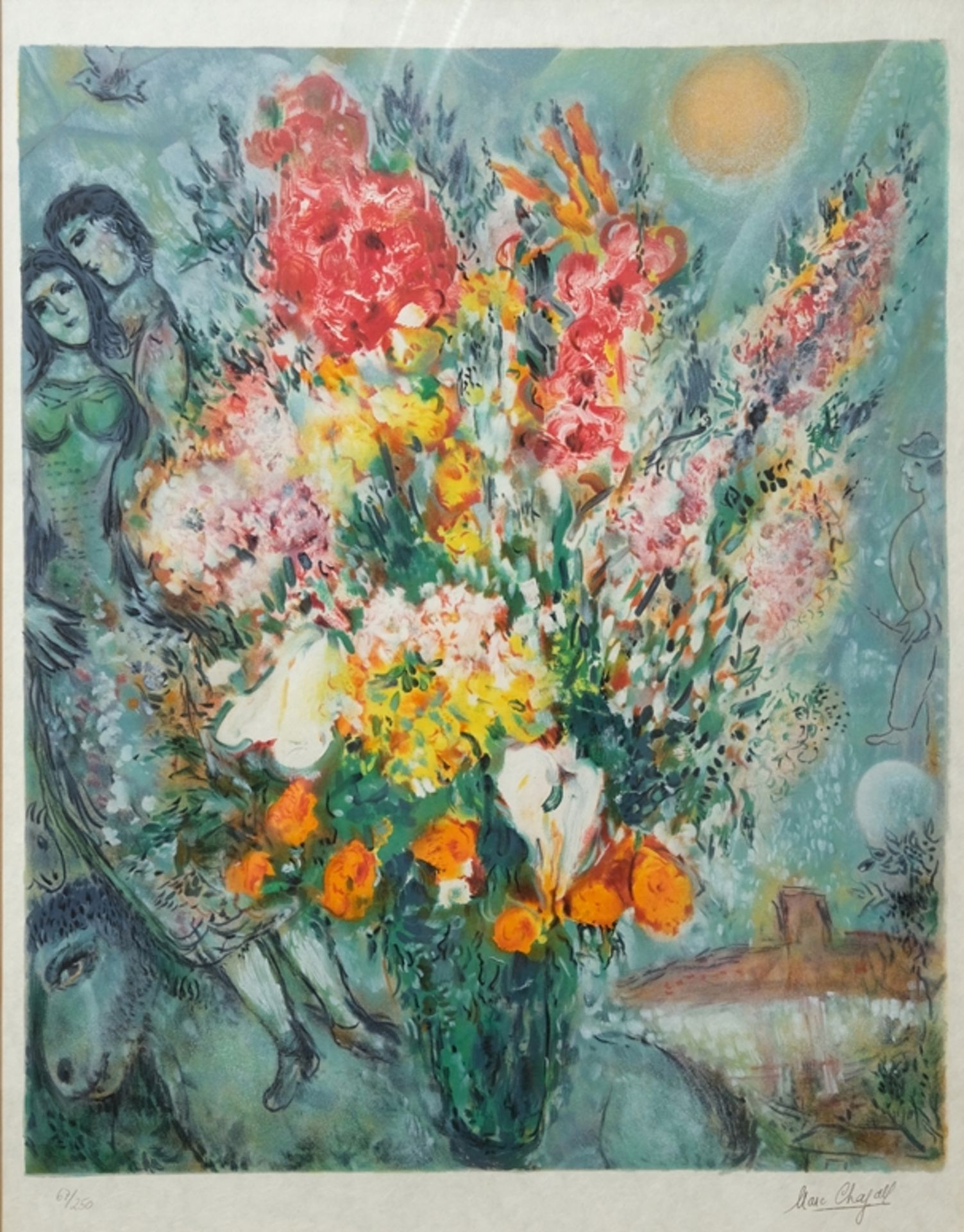Chagall, Marc (1887-1985) "Bouquet de Fleurs", no year, colour lithograph on Japanese paper. 
