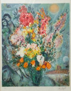 Chagall, Marc (1887-1985) „Bouquet de Fleurs“, ohne Jahr, Farblithografie auf Japanpapier. 