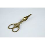 Vintage wick scissors, gold-coloured, length 12 cm.