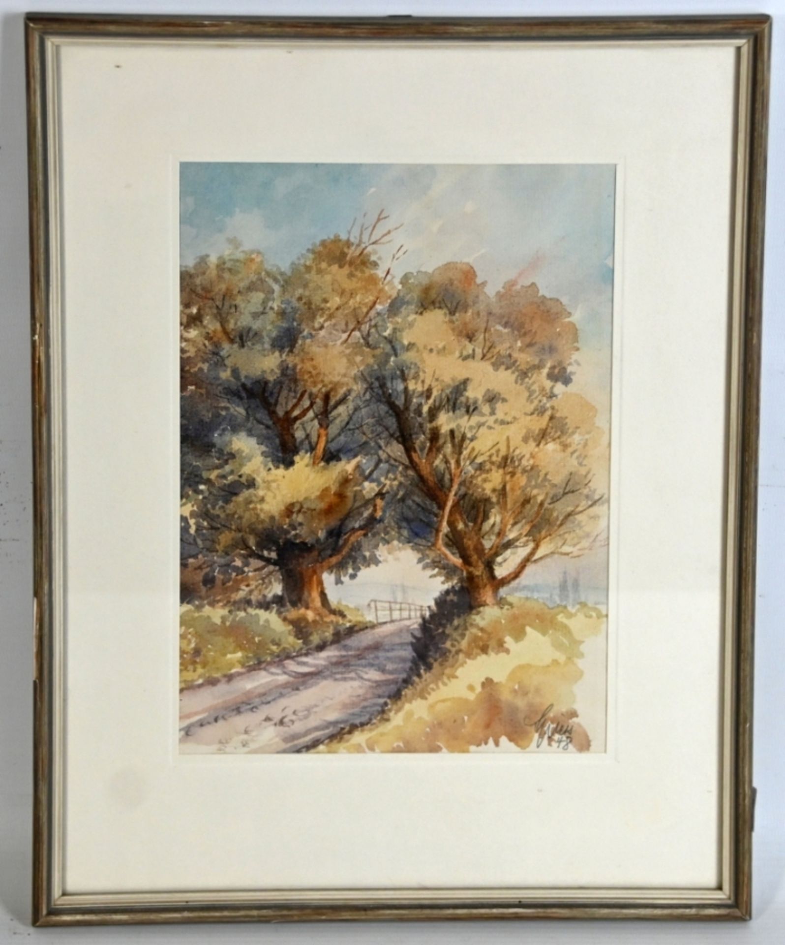 Spiess, Adolf (20th century)(20th century) Walk along the lakeshore, 1948, watercolour on paper. - Image 2 of 3