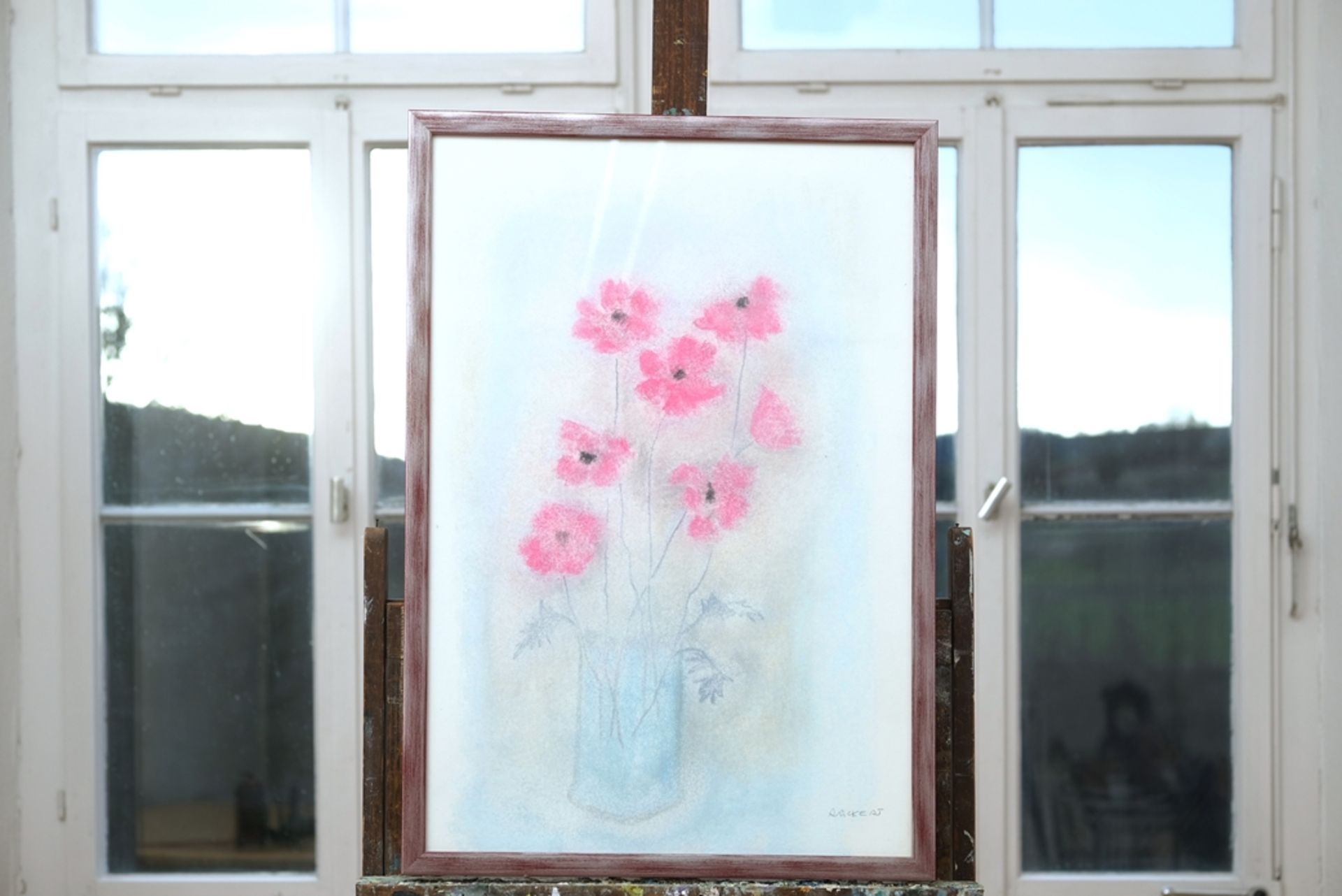 Rückert, Erich-Andreas (1920-2016) Poppies, pastel chalk on paper. - Image 2 of 4