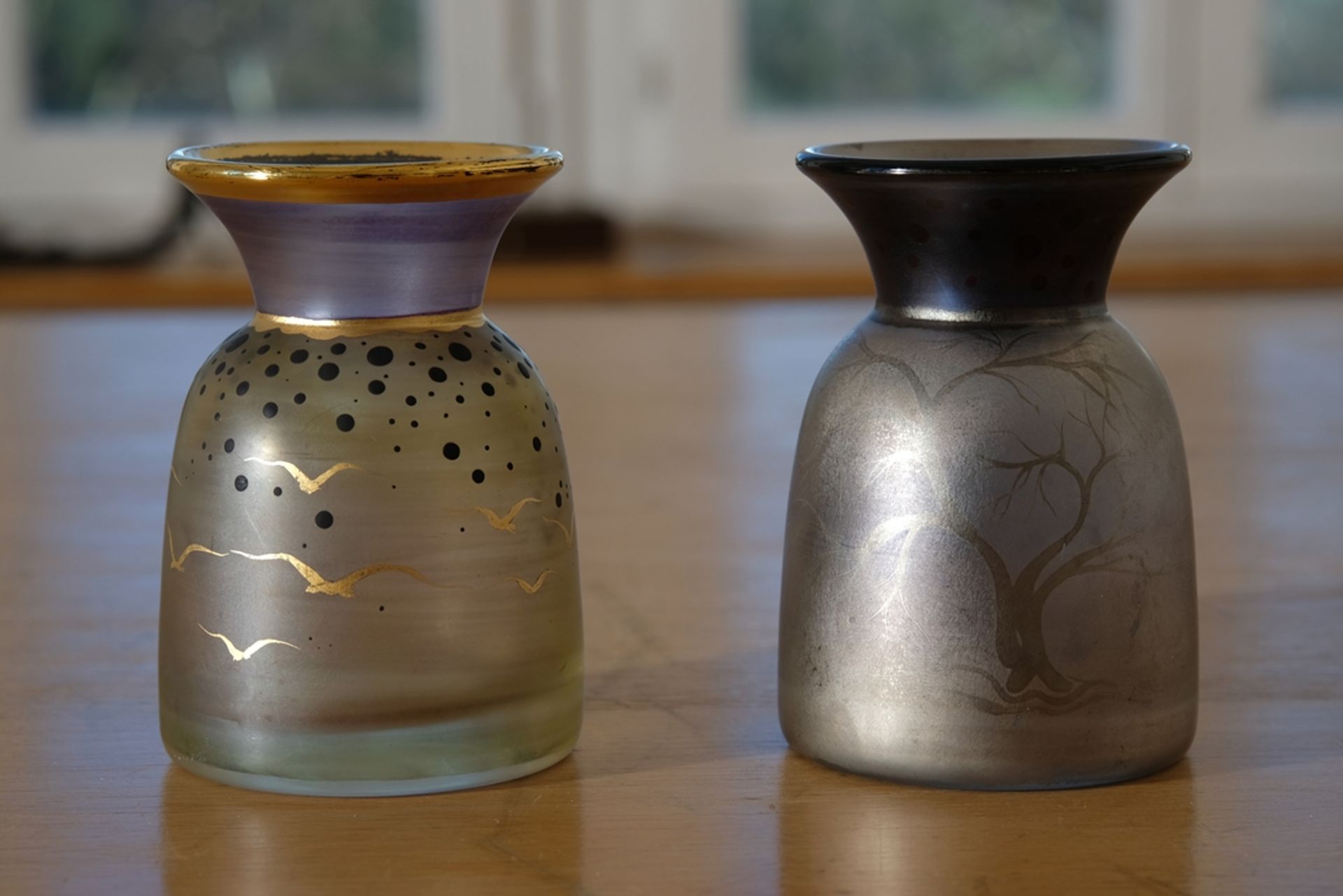 Artist's glass Erwin Eisch: Two small artist's vases, signed on the underside, no year.