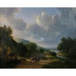 Kruseman, Frederik Marianus (1816-1882), Landschaft mit zwei Bauern, Öl auf Leinwand. signiert. 