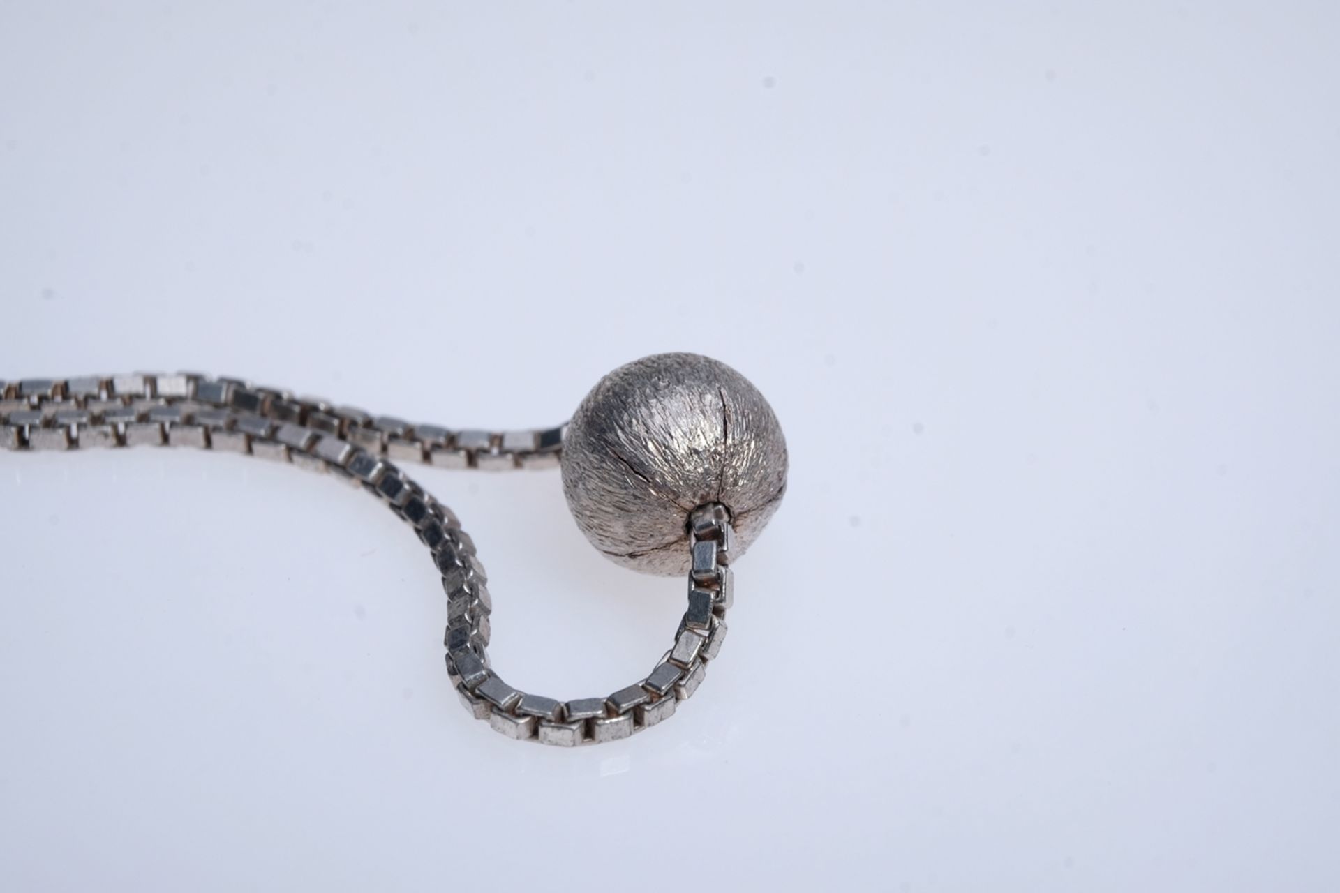 Silver necklace with ball pendant,925 sterling silver. Finely crafted. - Image 2 of 2